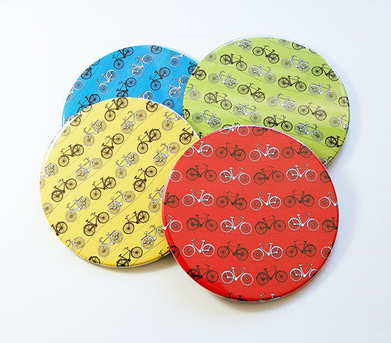 Bicycle Coasters, Cycling Coasters, Drink Coasters, Coasters, Barware, Hostess Gift, Housewarming Gift, Bright Colors, Bicycle 5089 image 1