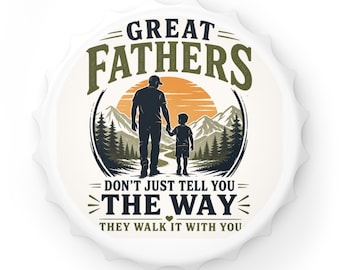 Otwieracz do butelek z cytatem o ojcostwie | Prezent dla taty z motywem zachodzącego słońca w górach