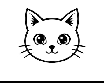 Cute Cat Face SVG, Kawaii Cat SVG, Cat Head SVG, Kitty svg, Cat Clipart, Pet svg, Animal svg , Cricut Cut File, Silhouette png