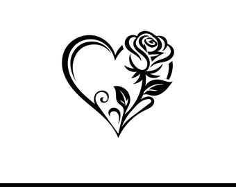 Rose Heart SVG, Heart Rose SVG, Floral Heart SVG, Romantic Rose Clipart, Valentine Svg, Love Heart svg, Cricut Cut File