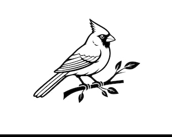 Cardinal Bird SVG, Cardinal Bird Clipart SVG PNG, Red Cardinal Outline svg, Bird Lover svg, Cardinal On Branch svg, Cricut Cut File