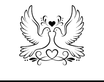 Love Birds SVG, Dove Couple SVG, Wedding svg PNG, Romantic Birds Clipart, Valentine svg, Heart Bird svg, Cricut Cut File
