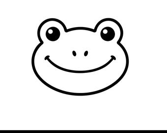 Cute Frog Face SVG PNG Bundle, Smiling Frog Cut File for Cricut, Kawaii Animal SVG, Minimalist Frog Clipart, Silhouette png Design