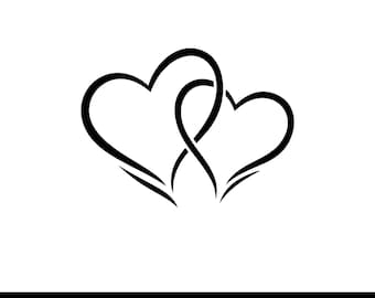 Intertwined Hearts SVG Bundle, Minimalist Love Heart SVG, Romantic Heart Outline PNG, Wedding Cricut Cut File, Valentine Heart Clipart