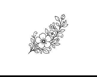 Floral Corner SVG, Flower Corner Border SVG, Wedding Floral Svg, Botanical Corner Clipart, Flower Frame svg, Cricut Cut File