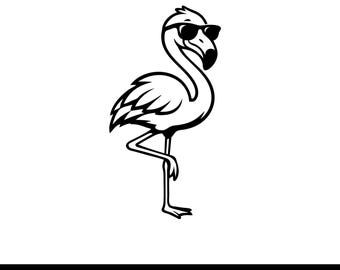 Funny Flamingo SVG, Flamingo With Sunglasses SVG, Cool Flamingo SVG, Summer Bird svg, Tropical svg, Flamingo Clipart, Cricut Cut File png