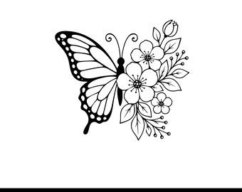 Floral Butterfly SVG Bundle, Butterfly Flower SVG, Botanical Butterfly Cricut Cut File, Spring Butterfly PNG, Elegant Nature Clipart Design