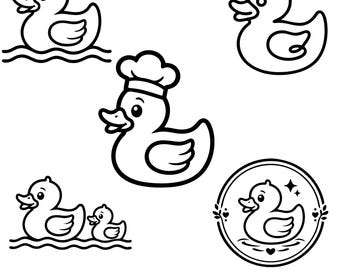 Cute Duck SVG Bundle, Rubber Duck SVG, Baby Duck PNG, Duck Clipart, Farm Animal Cut File, Cricut Silhouette