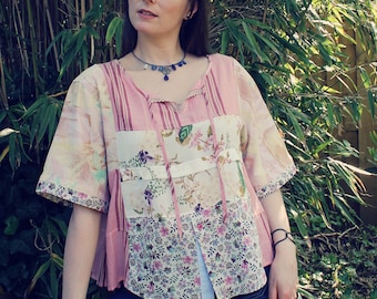 Upcycled Shirt, Upcycled Clothing for Women, Upcycled Top, Reworked Top, Patchwork Top, Upcycled Clothing, Reworked Clothing