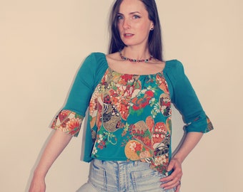 Upcycled Top, Upcycled Clothing for Women, Patchwork Shirt, Reworked Shirt, Upcycled Clothing, Slow Fashion, Reworked Vintage