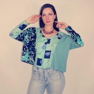 Upcycled Top, Upcycled Clothing for Women, Upcycled Blouse, Patchwork Top, Upcycled Clothing, Reworked Clothing, Slow Fashion