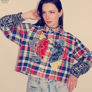 Reworked Top, Upcycled Clothing for Women, Upcycled Top, Patchwork Top, Upcycled Clothing, Reworked Clothing, Slow Fashion, Recycled Top