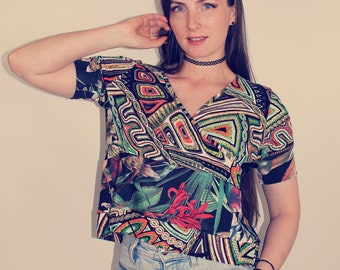 Upcycled Top, Upcycled Clothing for Women, Patchwork Shirt, Reworked Shirt, Upcycled Clothing, Slow Fashion, Reworked Vintage