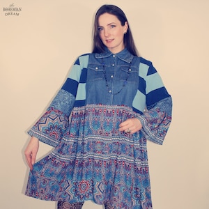 Upcycled Dress, Upcycled Clothing for Women, Reworked Dress, Recycled Dress, Patchwork Dress, Upcycled Clothing, Reworked Clothing