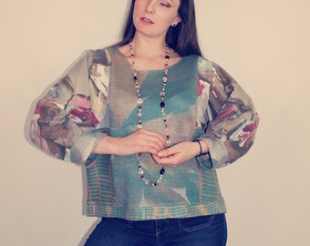 Upcycled Top, Upcycled Clothing for Women, Upcycled Sweater, Reworked Top, Patchwork Sweater, Upcycled Clothing, Reworked Clothing