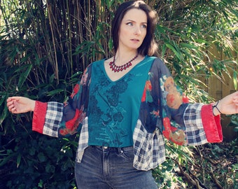 Upcycled Top, Upcycled Clothing for Women, Upcycled Top, Reworked Top, Patchwork Top, Upcycled Clothing, Reworked Clothing