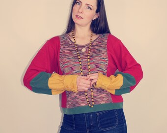 Upcycled Top, Upcycled Clothing for Women, Upcycled Sweater, Reworked Top, Patchwork Sweater, Upcycled Clothing, Reworked Clothing