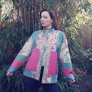 Upcycled Vintage Fabric Jacket: One-of-a-Kind Bohemian Design