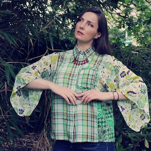Upcycled Blouse, Upcycled Clothing for Women, Upcycled Top, Reworked Top, Upcycled Clothing, Reworked Clothing, Slow Fashion, Recycled Top