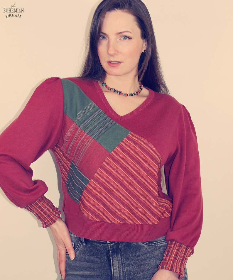 Upcycled Sweater, Upcycled Clothing for Women, Patchwork Sweater, Reworked Top, Recycled Top, Upcycled Clothing, Reworked Clothing image 3