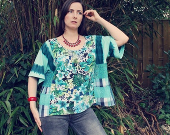 Upcycled Top, Upcycled Clothing for Women, Upcycled Top, Reworked Top, Patchwork Top, Upcycled Clothing, Reworked Clothing