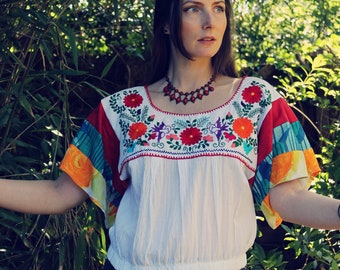 Upcycled Top, Upcycled Clothing for Women, Embroidered Top, Patchwork Top, Upcycled Clothing, Reworked Clothing, Slow Fashion, Mexican Top