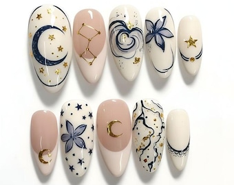 Moonlight Blossom Elegant Nail Set