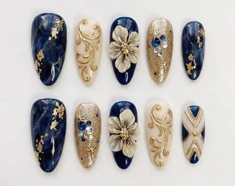 Midnight Bloom Luxury Nail Set