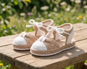 Patrón de sandalias de ganchillo para bebé / Zapatos de verano para recién nacidos de 0 a 3 meses (Descarga en PDF)