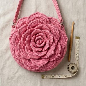 Crochet Rose Flower Bag Pattern PDF, 3D Blooming Purse, Beginner Friendly Handbag (Digital Download) image 4