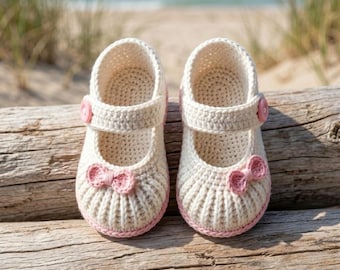 Patrón de patucos de ganchillo para bebé: Zapatos con cierre de botón para recién nacidos hasta los 6 meses (PDF)
