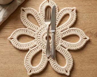 Patrón para soporte de cubiertos de flores de ganchillo / Organizador de mesa estilo boho (patrón en PDF)