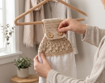 Patrón para colgar toallas de cocina a crochet (descarga en PDF)