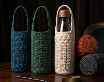 Crochet Water Bottle Holder Pattern, Water Bottle Sling Crochet Pattern, DIY Bottle Carrier, Crossbody Drink Holder PDF