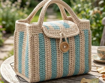 Patrón de ganchillo para principiantes para funda de lonchera / Funda para bolsa de comida a rayas (descarga digital en PDF)