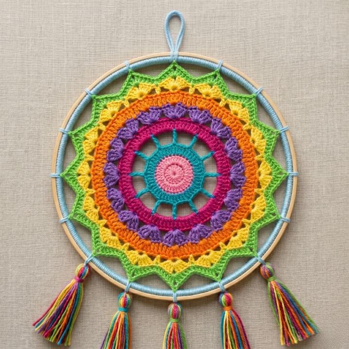 38 Sunburst Crochet Patterns for Blankets, Bags, Tops, and Home Decor 30 Rainbow Mandala Crochet