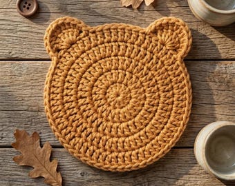 Patrón de posavasos de oso a crochet, posavasos de animales para principiantes (descarga en PDF)