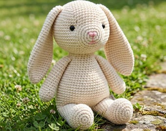 Patrón de ganchillo para conejito amigurumi / Muñeco de conejo de peluche con vestido (Descarga en PDF)