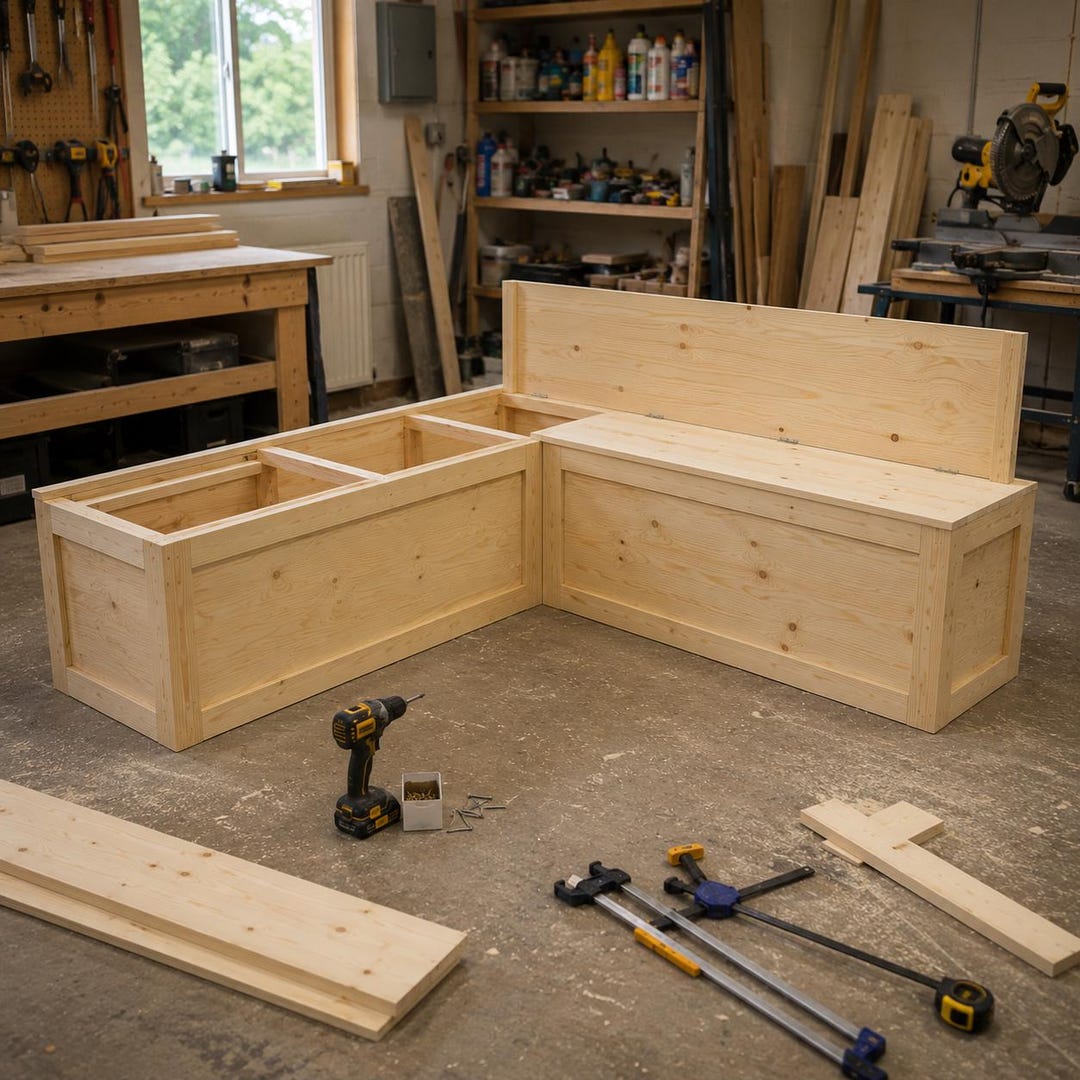Customizable DIY Banquette Bench With Flip-up Storage Plans | Kitchen ...