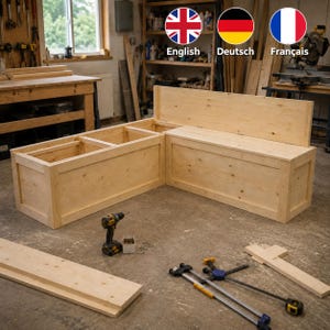 Customizable DIY Banquette Bench with Flip-Up Storage Plans | Kitchen Nook & Entryway Seating | Woodworking PDF