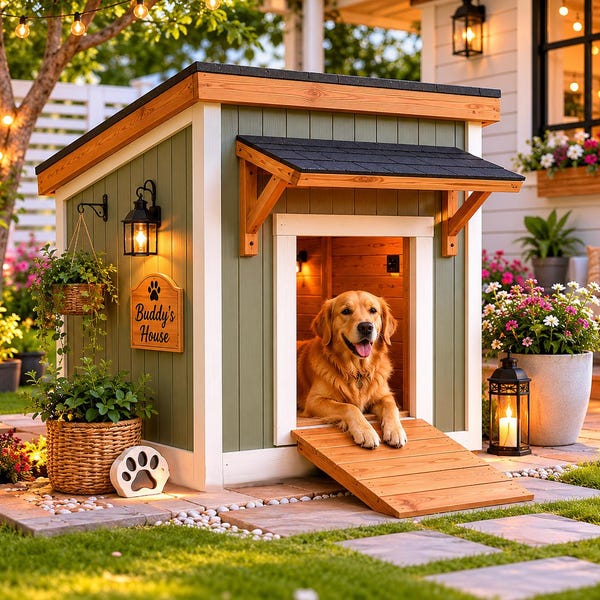 Large Outdoor Dog House Plans | DIY Weatherproof Wooden Dog Shelter (PDF Download)