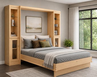 DIY Murphy Bed Plans, Full Size Wall Bed Woodworking PDF, Space Saving Folding Bed Build Plan