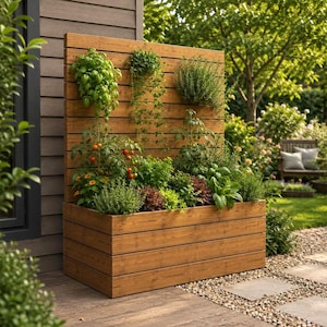 6ft Cedar Planter Box Plans with 6ft Privacy Screen – DIY Raised Garden Bed Blueprint, Outdoor Planter Build Guide, Woodworking Plans PDF