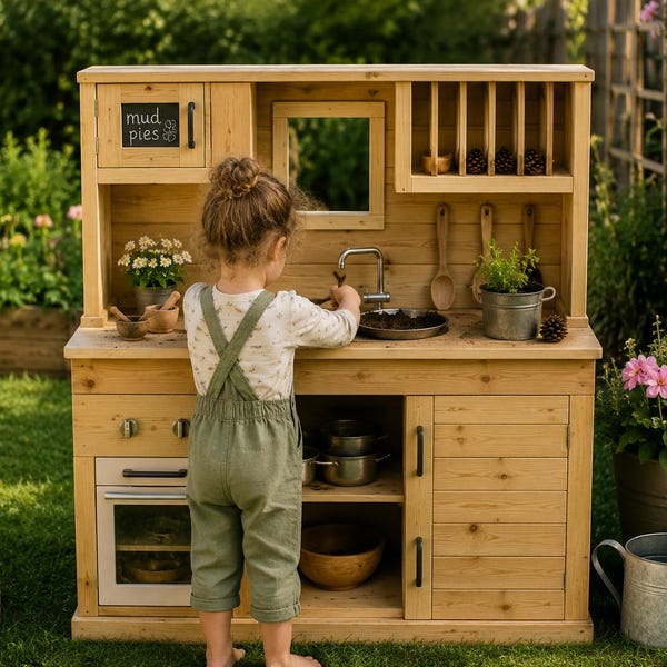 Baupläne für eine Matschküche für Kinder | DIY-Spielplatz aus Holz für draußen (PDF-Download)