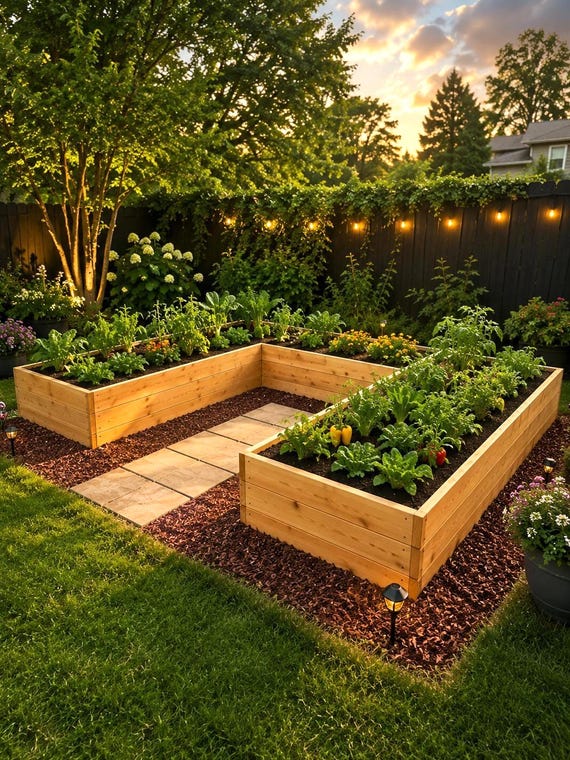 U-Shaped Raised Garden Bed Plans PDF – DIY Cedar Vegetable Bed Woodworking Blueprint- Backyard Gardens Project
