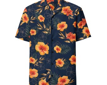 Lightweight Summer Button Shirt, Tropical Floral Print with Moisture-Wicking Fabric