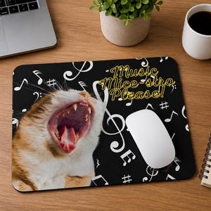 Funny Cat Mouse Pad, Music Mice-stro Please Design with Non-Slip Backing