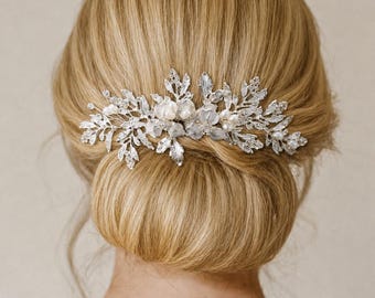 Silver Bridal Hair Comb Rhinestone Wedding Clip