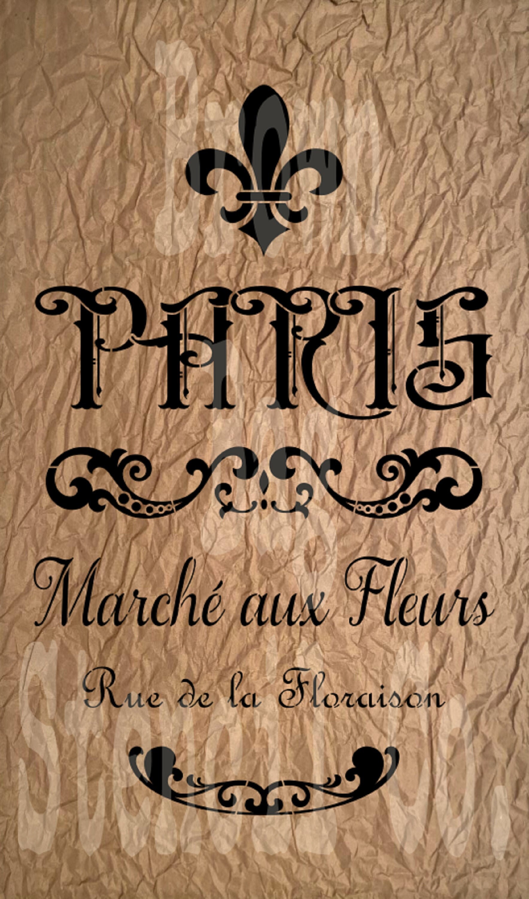 STENCIL French Stencil PARIS Marche aux Fleurs French Etsy