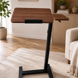 Height Adjustable Overbed Table with Wheels, Rolling Laptop Desk, Mobile Bedside Workstation, Adjustable Standing Desk for Office Bedroom